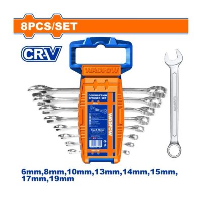 WADFOW WSP1208  8 Pcs (6,8,10,13,14,15,17,19)mm طقم شق مسنن Combination spanner set