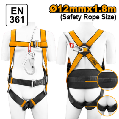 INGCO HSH501802 (12*x180) mm حزام امان ساق وظهر High Strength Safety Harness