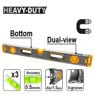 INGCO HSL68 زيبق مغنطيس مقوى Spirit Level Bar Powerful Magnetic Base