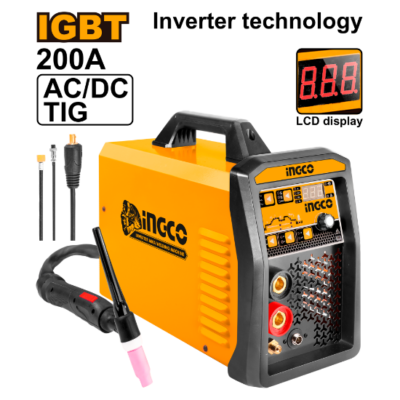 INGCO ING-ACDCTIG2001 200A مكنة لحام شريط انفرتر Portable IGBT Inverter AC/DC TIG-MMA Welding Machine