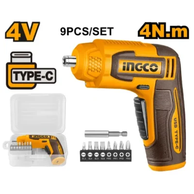 INGCO CSDLI0458 4V 9PCS + BOX USB TYPE-C 1/4" مفك براغي بطارية Cordless screwdriver