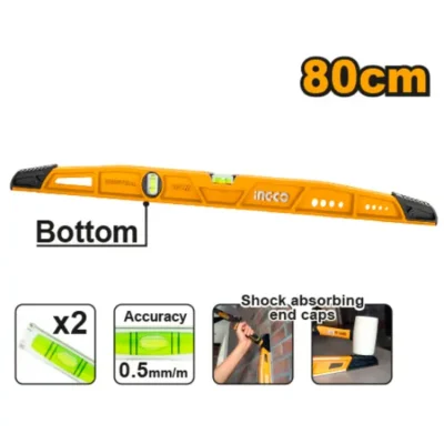 INGCO HBSL08080 80 CM زيبق حائط صناعي Heavy-Duty Mason's Level Leveling Tool