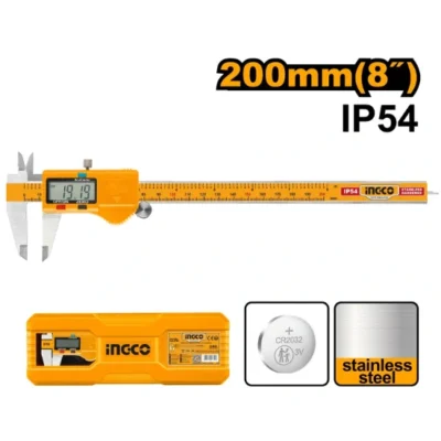 INGCO HDCD28200 8" 0-200 MM IP54 بياكوليس ديجيتال Water Resistant Digital Vernier Caliper