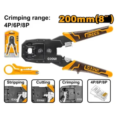 INGCO HMPC1468P 8" 4P- 6P- 8P بانسة تكبيس فيش ناتورك Modular Plug Crimper