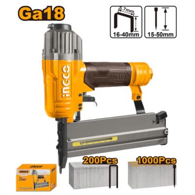 INGCO ACN50401 GA18 2IN1 فرد مسمار وكباس هواء Combo Air Brad Nailer Gun
