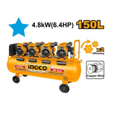 INGCO ACS4481501 150L 4×1200W (6.4HP) كومبرسور هواء كاتم Air Compressor Oil Free