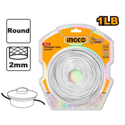 INGCO ALS2001 1LB 2MM خيط نايلون حشاشة فدار بكرة Round Trimmer Line