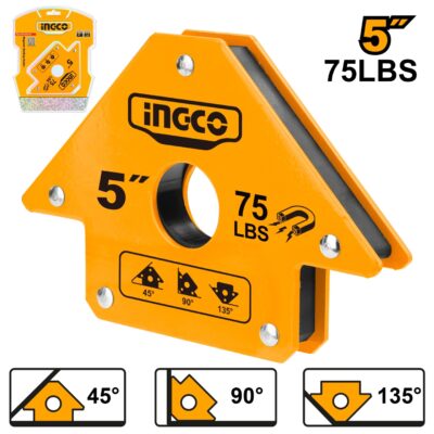 INGCO AMWH75051 5" 75LBS زاوية جمع مغنطيس للحديد مثلثة Magnetic welding holder