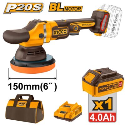 INGCO APLI20151 20V 1BATT 4AH+BAG 150MM BL صاروخ بوليش بطارية سرعات Brushless Cordless Polisher
