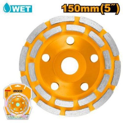 INGCO CGW011501 150X22.2MM BLADE WIDTH:20MM براشة باطون SEGMENTED TURBO CUP GRINDING WHEEL