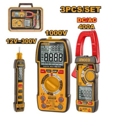 INGCO COS24067 3PCS 400A DC/AC ساعة فحص+مفك تاست ديجيتال+كلامب ميتر Electrical Test Kit