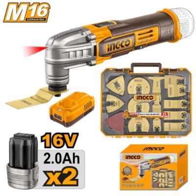 INGCO COSLI241299 16V 2BATT 2AH+CHAR+ آلة متعددة الاستعمالات + علبة اكسسوار Cordless Multi-Tool
