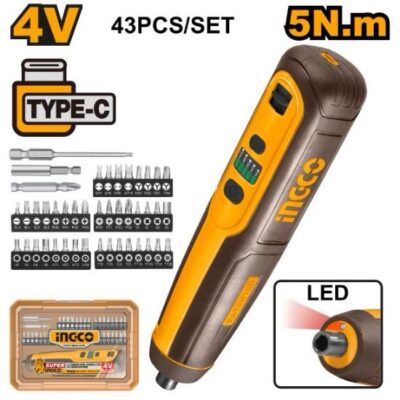 INGCO CSDLI04062 4V 43PCS BITS + HOLDER مفك على البطارية CORDLESS SCREWDRIVER