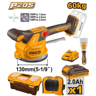 INGCO CTVLI20015 20V 1BATT 2AH+CHAR +BOX 13" 60KG 12-SPEED رجراج بلاط بطارية Cordless tile vibration machine