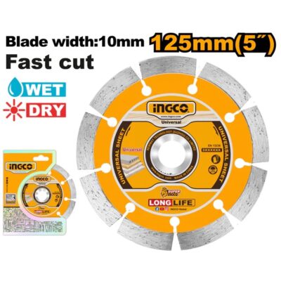INGCO DMD011252 125MM (BW 10MM) SEG W/D ديسك غرانيتl Dry Diamond Cutting Disc, Wet and Dry