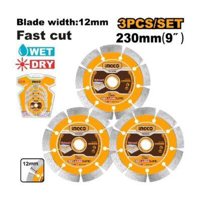 INGCO DMD012308 3PCS/SET 230MM(BW 12MM) SEG W/D طقم ديسكات غرانيت  dry diamond disc set