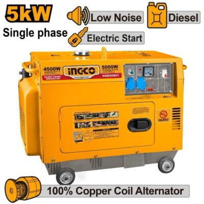 INGCO GSE50001 5KW MAX 22.5A DIESEL مولد كهرباء مسكر ديزل-مارش Silent Diesel Generator