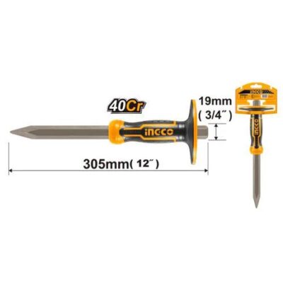 INGCO HCC850419 4X19X305 MM 40CR شوكة مع مرد صناعي Concrete Chisel