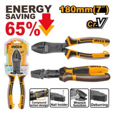 INGCO HCCP58180 7" 180MM ENERGY SAVING 65% بانسة بولاد صناعية Compound action combination pliers