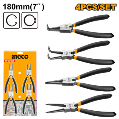INGCO HCCPS01180 7" 4 PCS طقم بانسة سكمان Circlip Pliers Set
