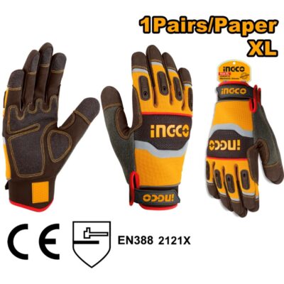 INGCO HGMG02-XL كفوف ميكانيك مع حماية على الاصابع صناعي Micro Fibre Material Mechanic Gloves XL