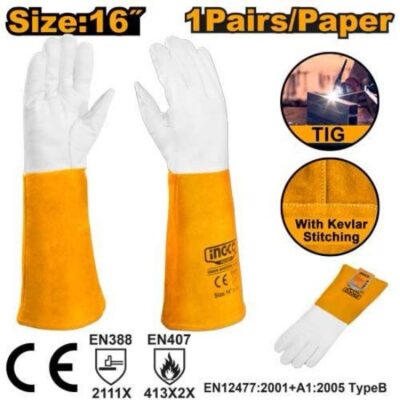 INGCO HGVG01 16" كفوف لحام من جلد الماعز وجلد الثور Grain goatskin gloves