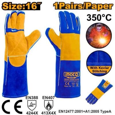 INGCO HGVW04 350 DEGREES كفوف لحام جلد صناعي Welding Leather Gloves