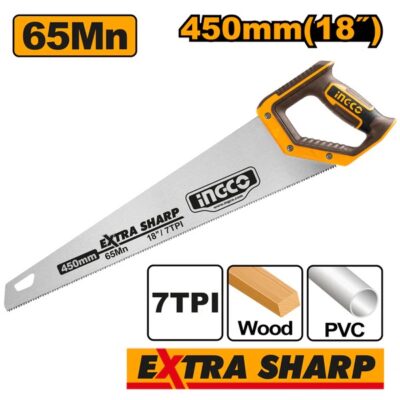 INGCO HHAS15450 450MM(18") منشار خشب قبضة كوتشوك Hand Saw