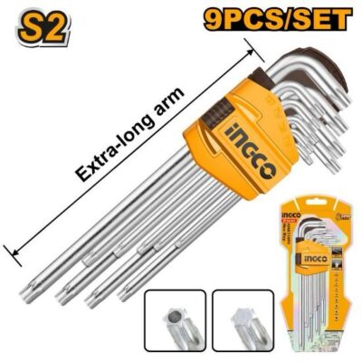 INGCO HHK13092 9 PCS EXTRA LONG طقم منجم Torx Key Cr-V