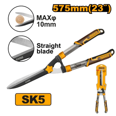 INGCO HHS6001 557MM 22" مقص تشحيل شجر طويل راس جالس Hedge Shear Grass Cutter Scissors Trimmer Carbon Steel