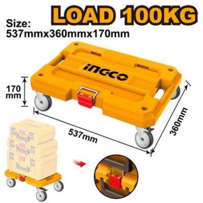 INGCO HHWB61001 537X360X170MM قاعدة شنط قابل للتكديس بدواليب وفرام ROLLING BOARD