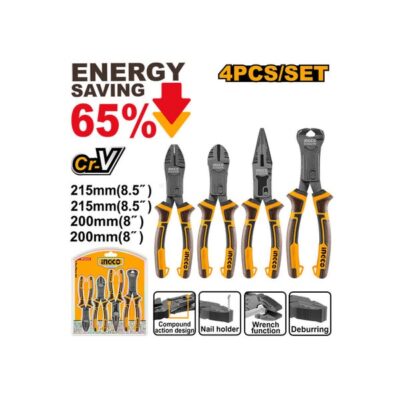 INGCO HKCPS5841 (8.5"-8") ENERGY SAVING 65% طقم بانسات بولاد صناعي Compound Action Pliers Set