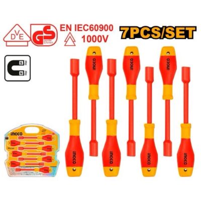 INGCO HKISD0701 7 PCS طقم مفكات طربوش معزول Insulated Nut Screwdriver Set