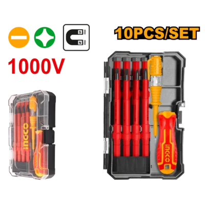 INGCO HKISD1008 10 PCS طقم مفكات معزول Interchangeable Insulated Screwdriver Set
