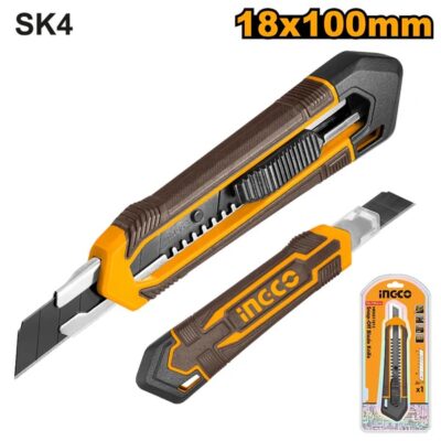 INGCO HKNS11815 18MMX100MM SK5 سكين شفرة مسكة كوتشوك سحب Snap-Off Blade Cutter Knife