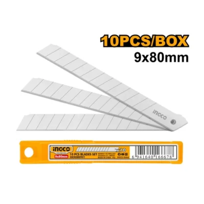 INGCO HKNSB0901 10 PCS (9X80) MM شفرات فدار رفيعة Spare Blade Utility Knife Blades Set