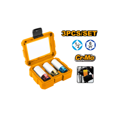 INGCO HNMLNS031 3PCS 1/2" طقم طربوش جنط مع حماية Non-Marring Lug Nut Wheels Socket Set