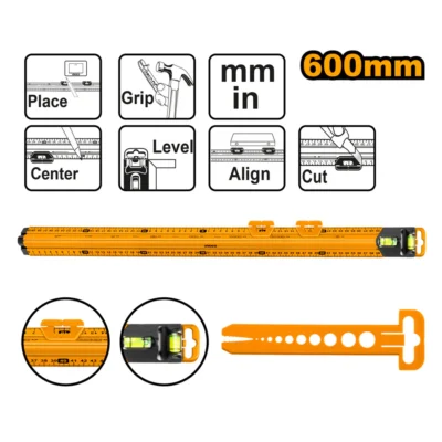 INGCO HSR36003 60 CM مسطرة مع زيبق وعيارات Measure Mate Ruler with 2 Vials