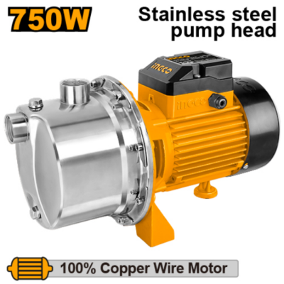 INGCO JPS075082 1.0HP 750W 1" مضخة مياه راس ستنلس Stainless Steel Self-Priming Jet Water Pump