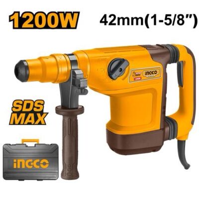 INGCO RH1200428 1200W 42MM ANTI-VIB SDS MAX كومبرسور برم وتكسير Heavy Duty Rotary Hammer Drill withSDS Max