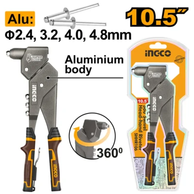 INGCO SHHR106 10.5" 360° بانسة تباشيم صناعية  راس متحرك  Swivel Head-Hand Riveter Aluminum Steel
