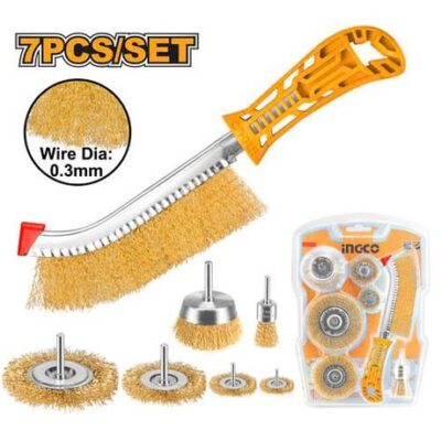INGCO WB10071 7PCS مجموعة فراش نحاس Wire Brush Set