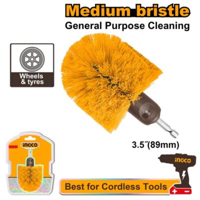 INGCO WCBM1360 3.5" 360 فرشاية راس برم صفراء  MEDIUM BRISTLE DRILL BRUSH