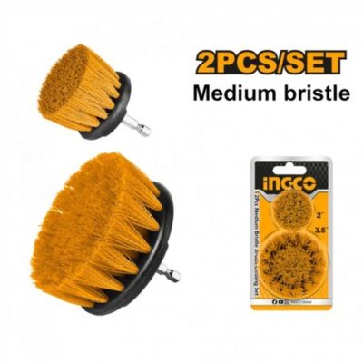 INGCO WCBM2235 2PCS طقم فراشي تنظيف اصفر Medium Bristle Brush Cleaning Set