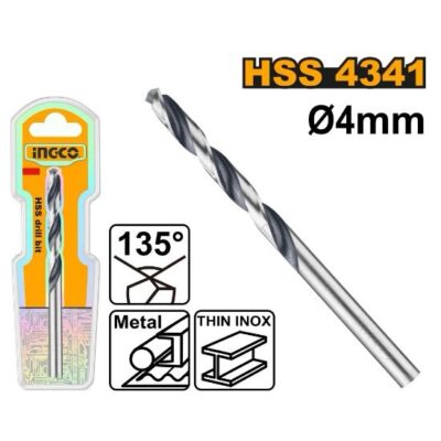 INGCO DBT1200404  4MM INOX ريشة ستانلس صاعية HSS DRILL BIT  4341