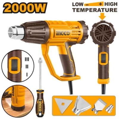 INGCO HG200047  2000W سشوار حراري 3 عيارات مع اكسسوار HEAT GUN