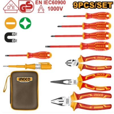 INGCO HKIST3091 9 PCS 1000V طقم مفكات وبانسات معزولة INSULATED HAND TOOL
SET