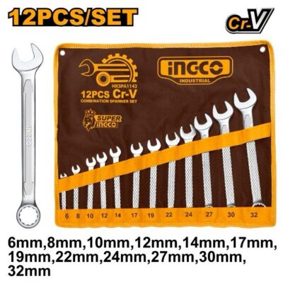 INGCO HKSPA1143  12 PCS طقم شق مسنن32 -6 Combination spanner set