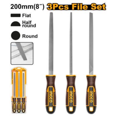 INGCO HKTFS1308  8" 3 PCS طقم مبارد حديد  STEEL FILE SET 200MM