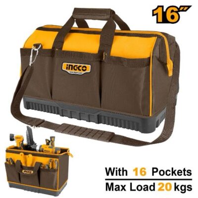 INGCO HTBG08 16" 20KG شنطة عدة قماش HEAVY DUTY INDUSTRIAL TOOL BAG WITH 16 POCKETS